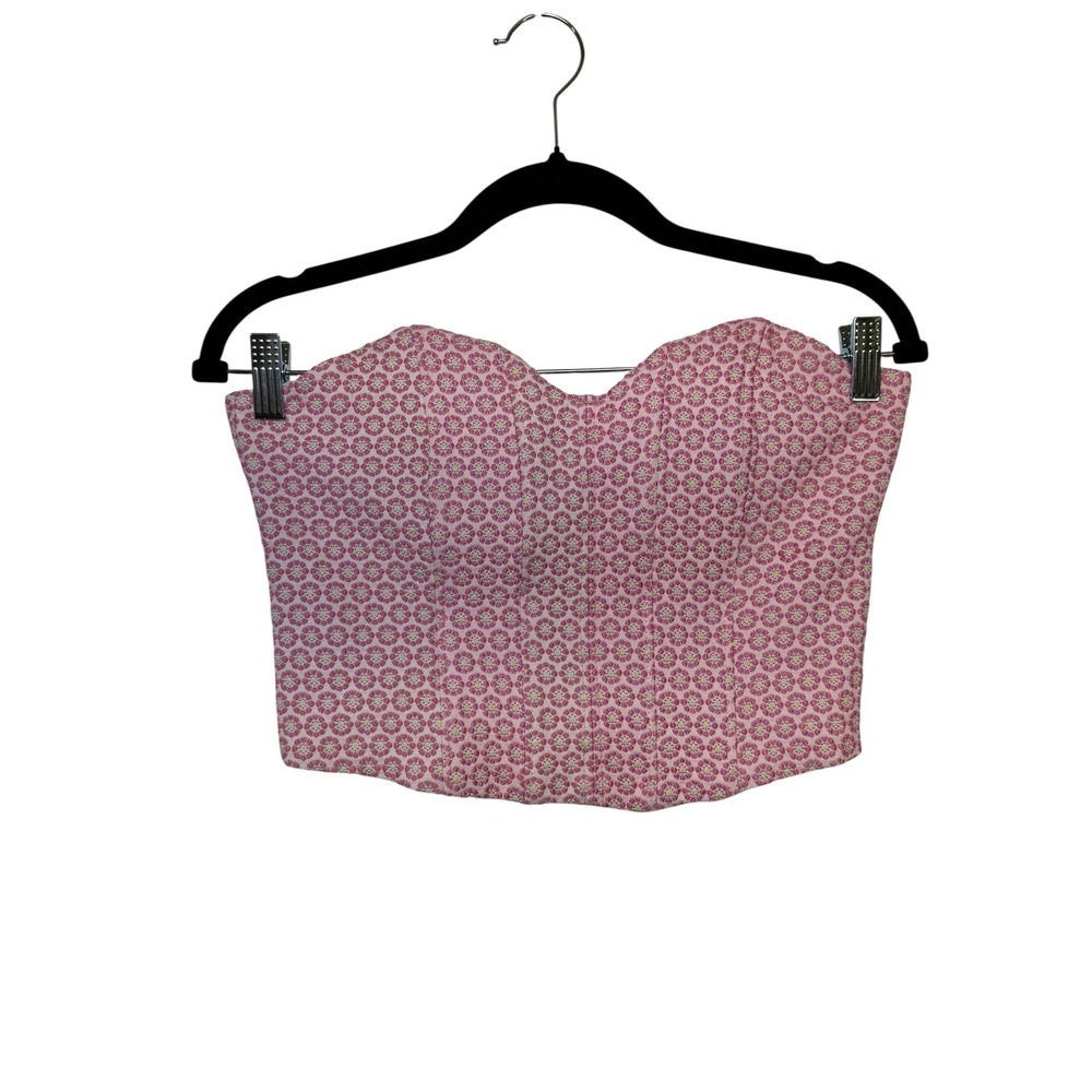Show Me Your Mumu‎ Corset Top Pink Floral Sweetheart Barbiecore Feminine  L